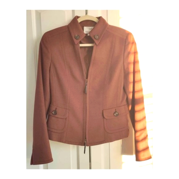 AKRIS PUNTO Bergdorf Goodman Brown Blazer Jacket S 6 Wolle-laine-wool / Angora - Picture 1 of 16